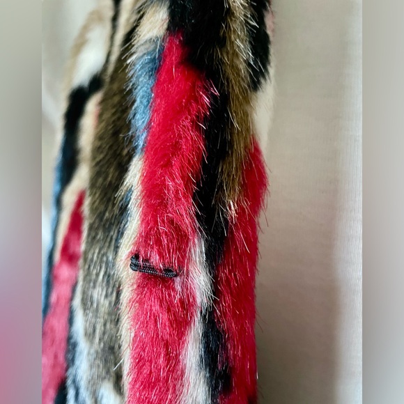 Zara Faux Fur Multicolor Longline sz M - Picture 4 of 7